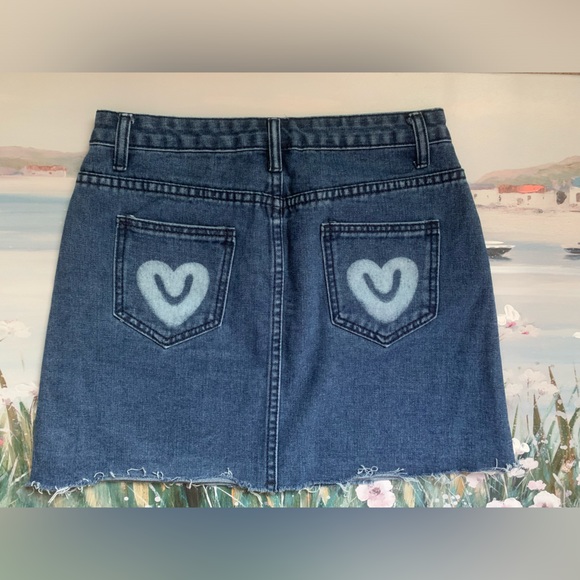 🩵New Empty Soda Chic Fun Denim Heart Mini Skirt🩵 - Picture 5 of 10